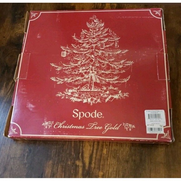 Spode Christmas Tree Gold 75th Anniversary Edition 12” Round Platter Macy's BOX - Picture 9 of 11